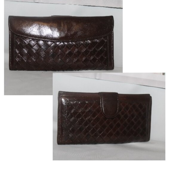 Vintage Mr Joy Italy Quilted Leather Shoulder Purse + Intricco Woven Wallet Set - Picture 7 of 9